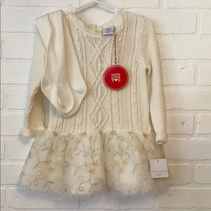 Tahari Baby sweater dress with tights